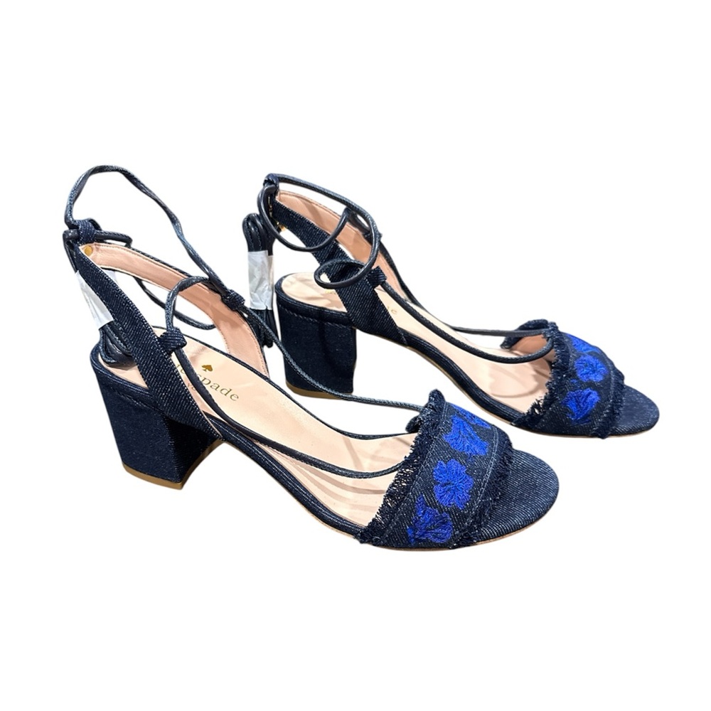 Kate Spade New York Wes Sandals Indigo Embroidered Denim Size 7M NEW